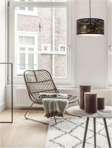 Válec - NV 9555812 Závěsné svítidlo ZANE černý kov zvenku zlatý kov uvnitř E27 2x12W 230V IP20 bez žárovky - NOVA LUCE - foto 1