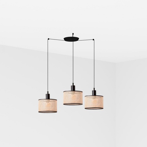 Válec - FARO 64314-47-3L MAMBO závěsné svítidlo, černá/ratan, pr.210 3L - FARO - foto 1
