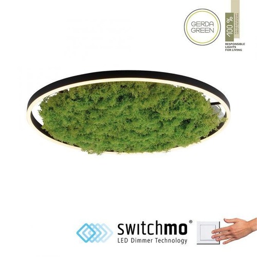 Kruhová - LD 15392-66 GREEN RITUS LED stropní svítidlo 60x60 islandský mech Moos Switchmo 3 krokové stmívání 3000K akustické - LEUCHTEN DIREKT / JUST LIGHT - foto 1