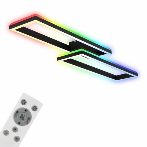 Hranatá - BRILO 3754-015 RGB CCT LED stropní svítidlo 119,5cm 45W 4400lm černá - BRILO - foto 1