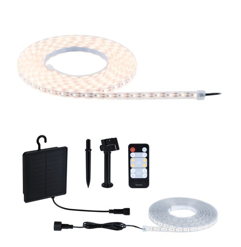Na baterie - P 71193 LED pásek solární vč. dálkový ovladač 5m IP44 2,8W 51lm/m 60 LEDs/m 3000K - PAULMANN - foto 1