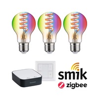 E27 - P 5192 Startovací sada Smart Home Zigbee 3.0 LED žárovka Gateway + Filament 230V LED žárovka E27 RGBW + vypínač - PAULMANN