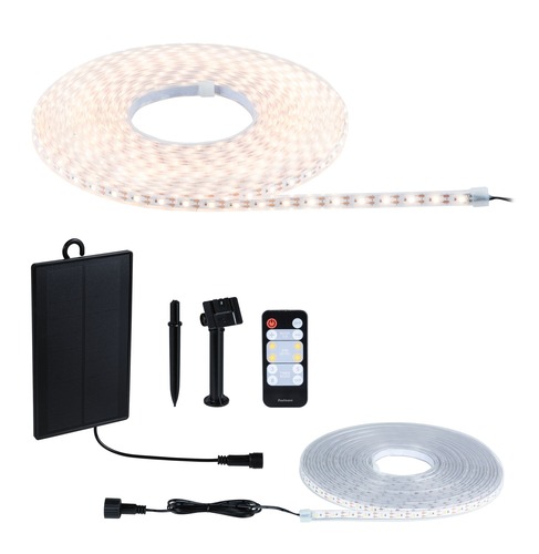 Na baterie - P 71195 LED pásek solární vč. dálkový ovladač 10m IP44 3,2W 28lm/m 60 LEDs/m 3000K - PAULMANN - foto 1
