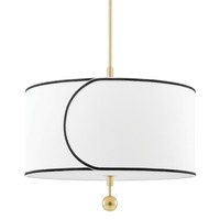Válec - HVLG H381701L-AGB-CE Závěsné svítidlo ZARA ocel/textil staromosaz/bílá E27 3x60W - HUDSON VALLEY (Mitzi)
