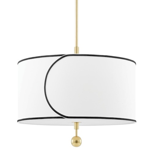 Válec - HVLG H381701L-AGB-CE Závěsné svítidlo ZARA ocel/textil staromosaz/bílá E27 3x60W - HUDSON VALLEY (Mitzi) - foto 1