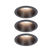 Koupelnová - P 94869 LED vestavné svítidlo 3-krokové-stmívatelné Cole Coin základní sada 3ks sada IP44 kruhové 88mm Coin 3x6W 230V 2700K černá - PAULMANN