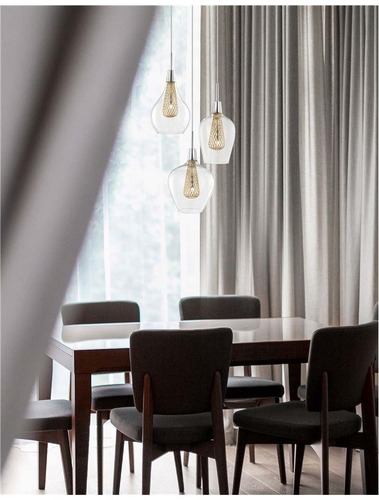 Vícečetná - NV 1500202803 AKCE - Závěsné svítidlo FILO chromovaný hliník čiré sklo a zlatý rám G9 3x5W bez žárovky - NOVA LUCE - foto 1