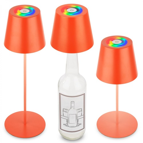 Stolní lampy dekorační - BRILO 7510012 BRILONER Calida stolní lampička - 2,5W, 200lm, nabíjecí, LED, stmívatelné, RGBW, uchycení na láhev, oranžová 7510012 - foto 1