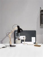 Stolní lampy pracovní - NV 9620130 Stolní lampa GROU matný černý kov a dřevo E27 1x12W 230V IP20 vypínač na těle bez žárovky - NOVA LUCE