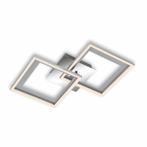 Hranatá - BRILO 3726-019 LED stropní svítidlo, 44 cm, 22 W, 950 lm, hliník-chrom - BRILO - foto 1