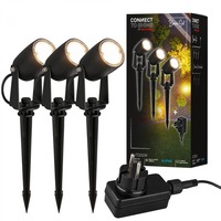 Connect To Shine - BRI 3927035 CONNECT TO SHINE startovací sada 12V zahradní osvětlení - trafo, 3x LED bodové svítidlo se zápichem, nastavitelné, IP65, černá - BRILONER