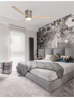 Ventilátory - NV 9953016 Stropní ventilátor se světlem SATIN broušený nikl ocel a sklo dřevěné listy 5 rychlostí 35W LED 18W 3000K - NOVA LUCE