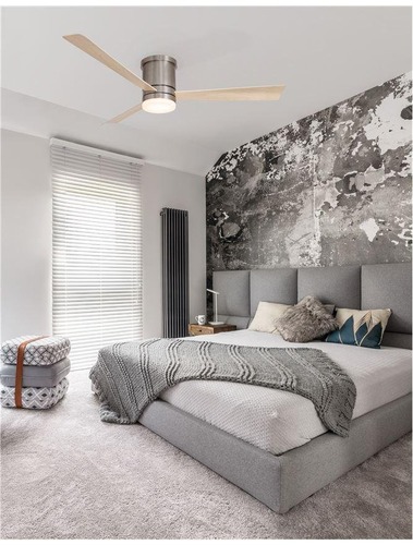 Ventilátory - NV 9953016 Stropní ventilátor se světlem SATIN broušený nikl ocel a sklo dřevěné listy 5 rychlostí 35W LED 18W 3000K - NOVA LUCE - foto 1