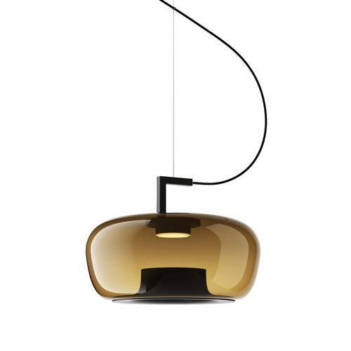 Dekorativní - BRO PC01293_002 Závěsné svítidlo DOUBLE SHORT leské hnědé kouřové sklo / černý matovaný komaxit se strukturou - BROKIS A - foto 1