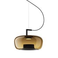 Dekorativní - BRO PC01293_002 Závěsné svítidlo DOUBLE SHORT leské hnědé kouřové sklo / černý matovaný komaxit se strukturou - BROKIS A