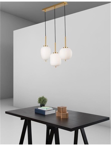 Vícečetná - NV 9624067 Závěsné svítidlo LATO opálové sklo antický mosazný kov černý kabel E14 3x5W 230V IP20 bez žárovky - NOVA LUCE - foto 1