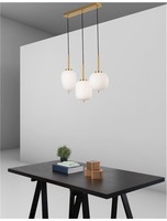 Vícečetná - NV 9624067 Závěsné svítidlo LATO opálové sklo antický mosazný kov černý kabel E14 3x5W 230V IP20 bez žárovky - NOVA LUCE