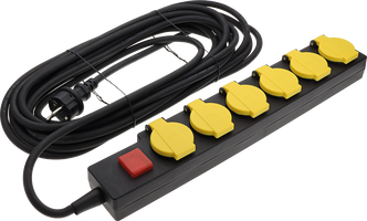 Zásuvky a adaptéry - 6 zásuvek IP44 + tlačítko ON/OFF