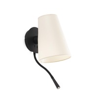 Dekorativní - FARO 20032-88 LUPE černá/béžová nástěnná lampa se čtecí lampičkou - FARO