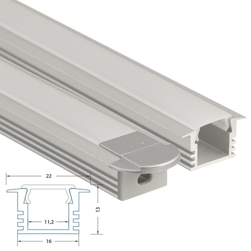 Al profily k zapuštění - ML-761.033.02.1 AKCE - Vestavný hliníkový profil VL, 22x13 mm, matný difuzor, komplet, 1 m - foto 1
