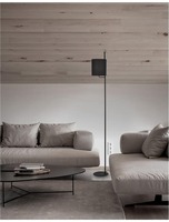 Stojací lampy - NV 9180522 Stojací lampa YAMA černé stínidlo a černý hliník vypínač na těle E27 1x12W 230V IP20 bez žárovky - NOVA LUCE