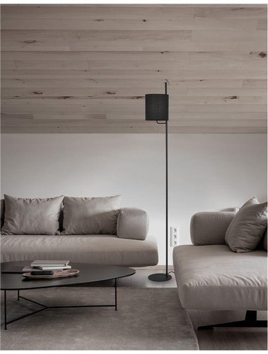 Stojací lampy - NV 9180522 Stojací lampa YAMA černé stínidlo a černý hliník vypínač na těle E27 1x12W 230V IP20 bez žárovky - NOVA LUCE - foto 1