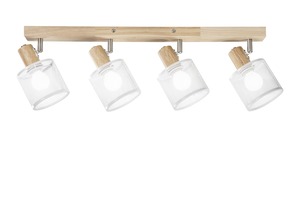 Bodová - FAN SPOT-TWINSET-4 Bodové svítidlo Twinset s dřevěnou základnou (4xE14) max. 40 W, 61 x 2.5 x 14 cm - FANEUROPE