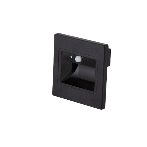 LED krokové svetlá - LED krokové světlo čtvercové 1W 4000K IP20 černá + senzor - foto 1