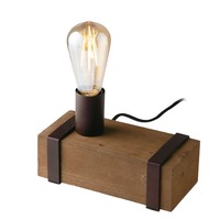 Stolní lampy dekorační - FAN I-TEXAS-L1 Stolní lampa LUME TEXAS dřevo, 1xE27, 22 x 10 x 14 cm - FANEUROPE