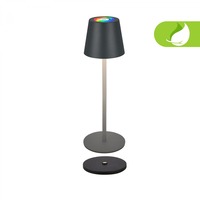 Stolní lampy dekorační - BRILO 7517015 Cilano RGBW stolní lampa na baterie IP44, stmívatelné, s nabíjecí základnou, antracit - BRILO