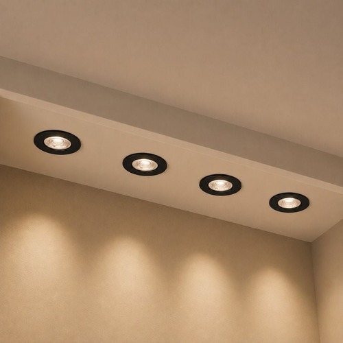 Kruhová - BRILO 7998-045 LED vestavná svítidla, pr.9 cm, 4x LED, 4,9 W, 480 lm, matná černá - BRILO - foto 1