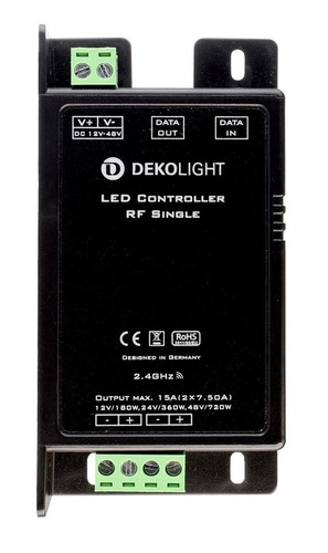 Ovladače a stmívače pro jednobarevné LED pásky - IMPR 843064 Deko-Light řídící jednotka RF Single 12/24/48V DC rádiovédálkové ovladání 1 CH - foto 1