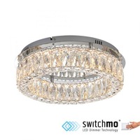 Dekorativní - LD 15204-17 LED lustr stropní svítidlo chrom s křišťalovými přívěsky 3-krokové-stmívač krokově stmívatelné 3000K - JUST LIGHT