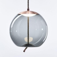 Dekorativní - BRO PC01016_003 Knot Sfera, závěsné svítidlo, sklo šedá kouřová lesklá, baldachýn měď 14W LED 2700K stmívatelné, prům.50cm - BROKIS A
