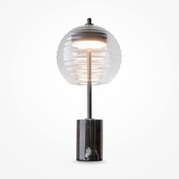 Stolní lampy dekorační - M P060TL-L12BK Stolní lampa Mystic 3000K 8W teplá bílá černý kov skleněné stínidlo - MAYTONI