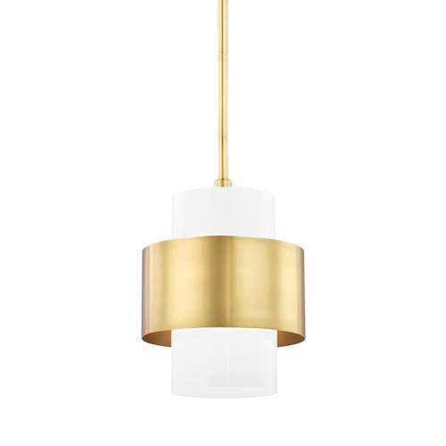 Válec - HVLG 8611-AGB-CE Závěsné svítidlo CORINTH ocel/sklo staromosaz/opál E27 1x13W - HUDSON VALLEY - foto 1