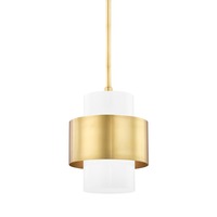 Válec - HVLG 8611-AGB-CE Závěsné svítidlo CORINTH ocel/sklo staromosaz/opál E27 1x13W - HUDSON VALLEY