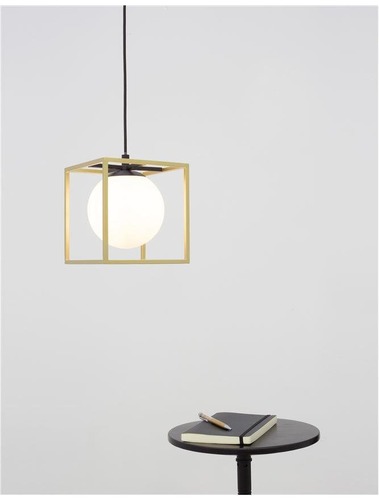 Koule - NV 9206401 Závěsné svítidlo JULIET mosaz a černý kov bílé opálové sklo E14 1x12W IP20 bez žárovky - NOVA LUCE - foto 1