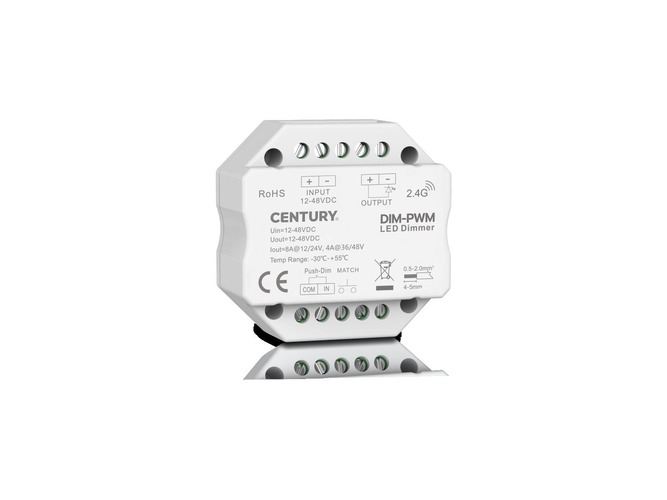 Ovladače a stmívače pro jednobarevné LED pásky - CEN DIM-PWM LED stmívač 12-48V DC PUSH DIM RF 192W  - CENTURY - foto 1