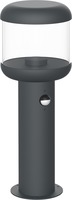 LED zahradní světla - Trávníková lampa hliníková průhledná PC E27 zásuvka IP54 + PIR SENSOR