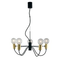 Dekorativní - FAN I-AXON-S5 Závěsné svítidlo Axon, černé/zlaté, 5 x E27, 60 x 143 cm - FANEUROPE