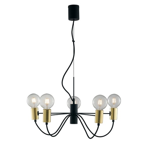 Dekorativní - FAN I-AXON-S5 Závěsné svítidlo Axon, černé/zlaté, 5 x E27, 60 x 143 cm - FANEUROPE - foto 1