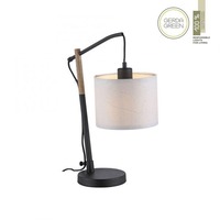 Stolní lampy dekorační - LD 14184-16 GREEN SOFI LED stolní lampa černá s imitací dřeva šňůrový vypínač IP20 do interiéru - LEUCHTEN DIREKT / JUST LIGHT