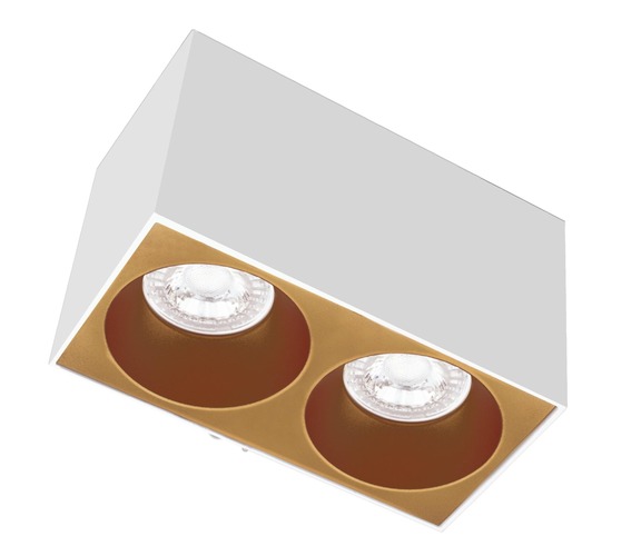 Downlight - CEN ESQBG160-2GU10 ESSENZA přisazené svítidlo SQ pro 2 GU10 bílá/zlatá - CENTURY - foto 1