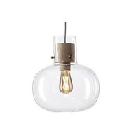 Dekorativní - BRO PC01129_023 Závěsné svítidlo AWA MEDIUM 31cm transparentní sklo / americký ořech voskovaný / kabel světle šedý - BROKIS A