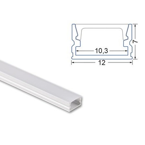 Al profily k přisazení - ML-761.010.74.2 Přisazený hliníkový profil PM 12x7mm, včetně mléčného difuzoru 2m



2 m - foto 1