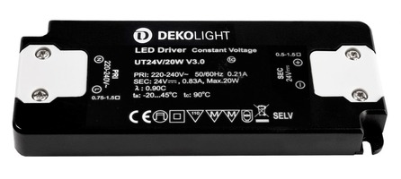 Stabilizované napětí - IMPR 862234 Deko-Light LED-napájení FLAT, CV, UT24V/20W konstantní napětí 0-830 mA IP20 24V DC 20,00 W
