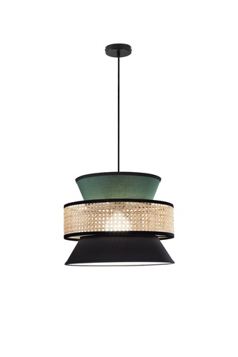 Dekorativní - FAN I-GAZEBO-S40-VN Závěsné svítidlo Gazebo (40 x 200 cm) zelené a černé provedení s přírodním ratanem, patice E27, délka kabelu 210 cm - FANEUROPE - foto 1