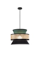 Dekorativní - FAN I-GAZEBO-S40-VN Závěsné svítidlo Gazebo (40 x 200 cm) zelené a černé provedení s přírodním ratanem, patice E27, délka kabelu 210 cm - FANEUROPE