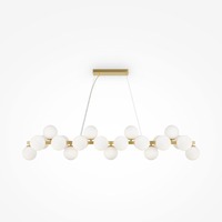 Podélná - M MOD547PL-25BS Závěsné svítidlo Dallas 25xG9 28W bílá/mosaz kov/sklo designové - MAYTONI